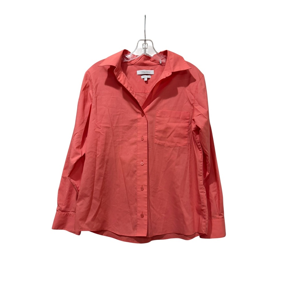 Foxcroft for Appleseeds Coral Pink Wrinkle Free Button Down Shirt Womens 8